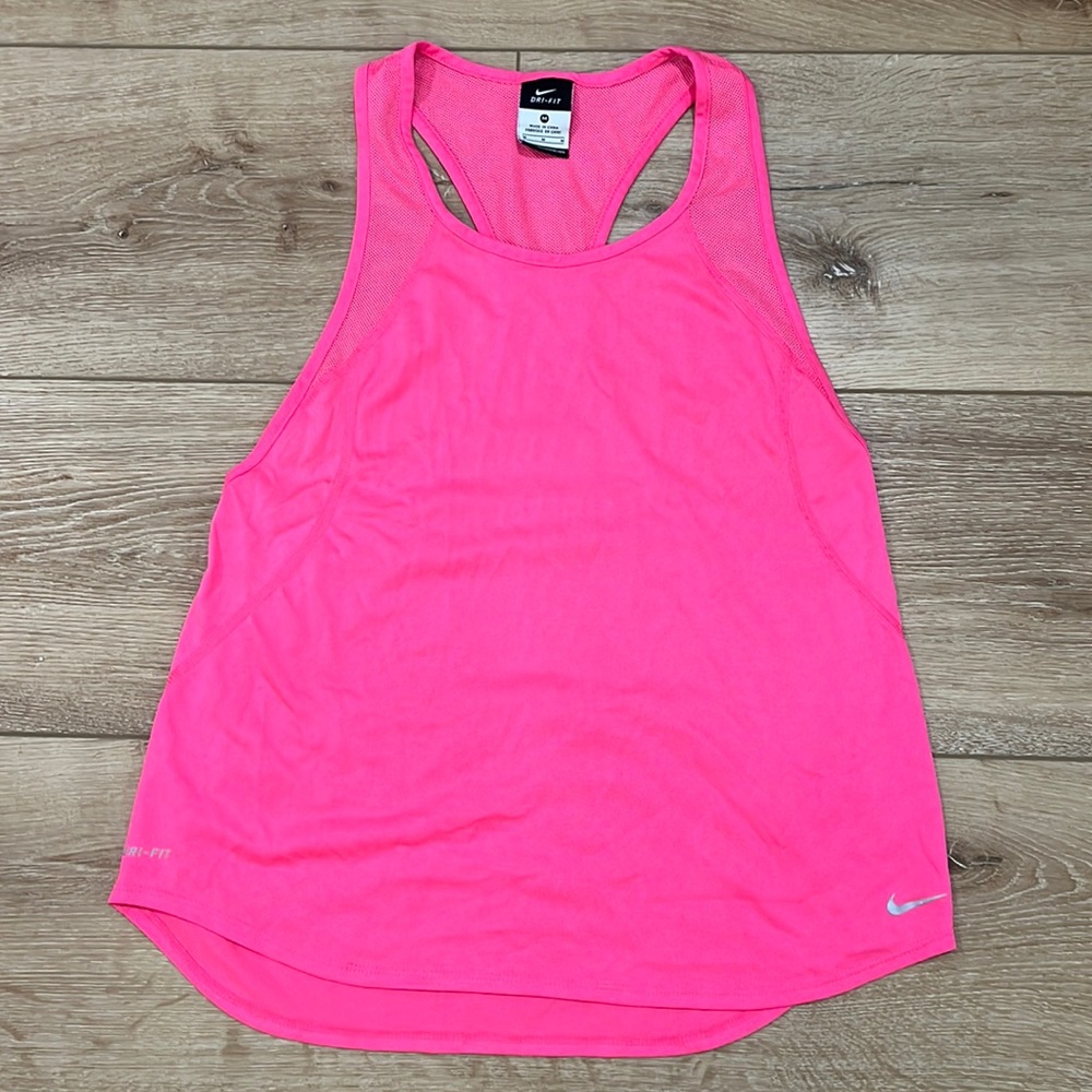 Nike Dri-FIT Pink Athletic Tank Top Razorback Running Workout Shirt Women's Medi